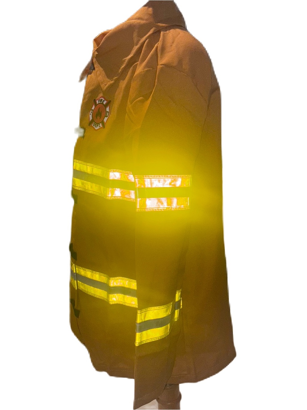 Mustard Yellow Kids Firefighter Costume with Yellow Reflective Stripes - Picture 5 of 15